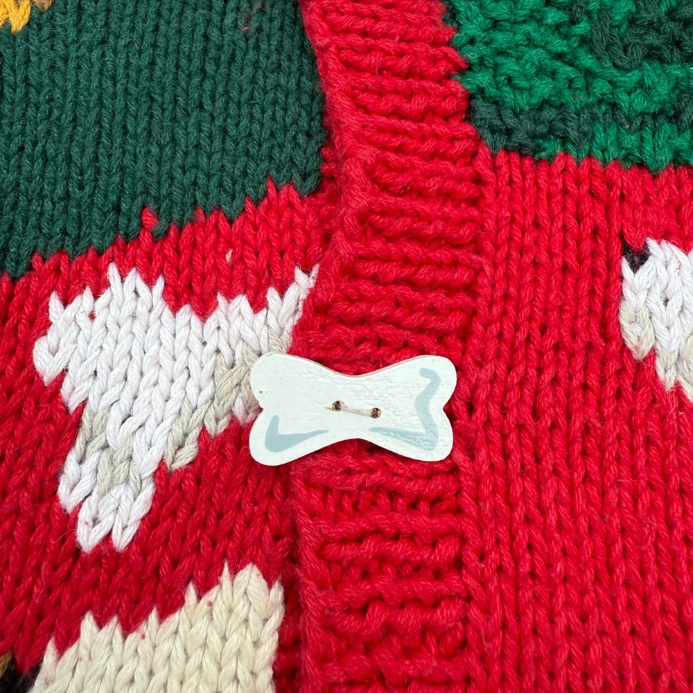Vintage 90s Eagles Eye Dog Hand Knit Cardigan. Sweater Rare Size L Pets USA - Picture 4 of 11